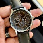TH Leather Strap Men's Watch - Silver Bezel