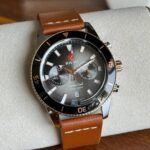 RD C@ptain C00k Leather Belt Watch - Black Dial Brown Belt