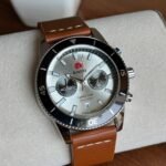RD C@ptain C00k Leather Belt Watch - White Dial Brown Belt