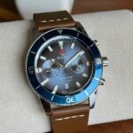 RD C@ptain C00k Leather Belt Watch - Blue Dial Brown Belt