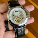 PN Inspired Automatic Skeleton Dial Watch - Black Belt Silver Dial